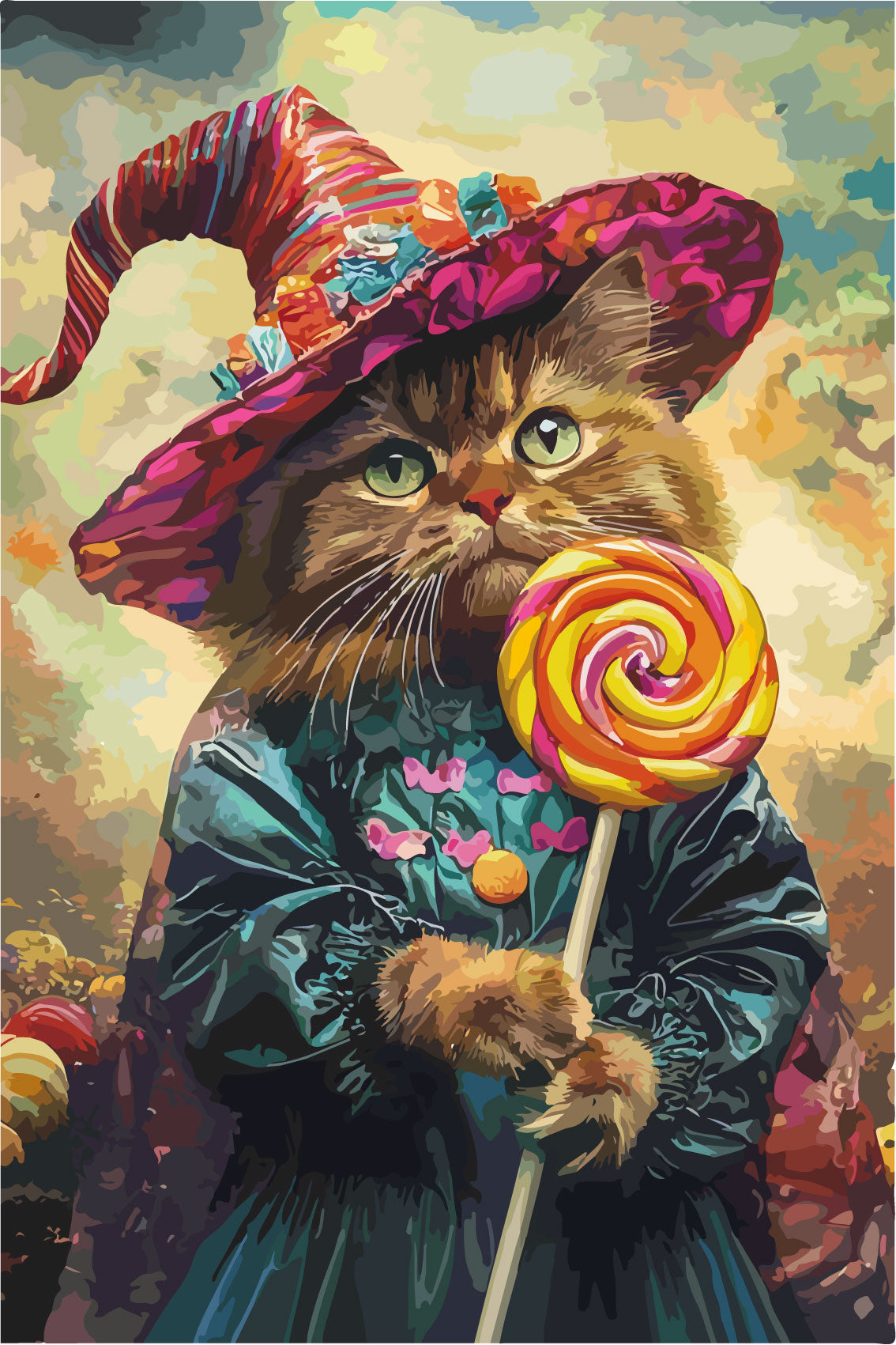 Deine Katze als zuckersüße Hexe