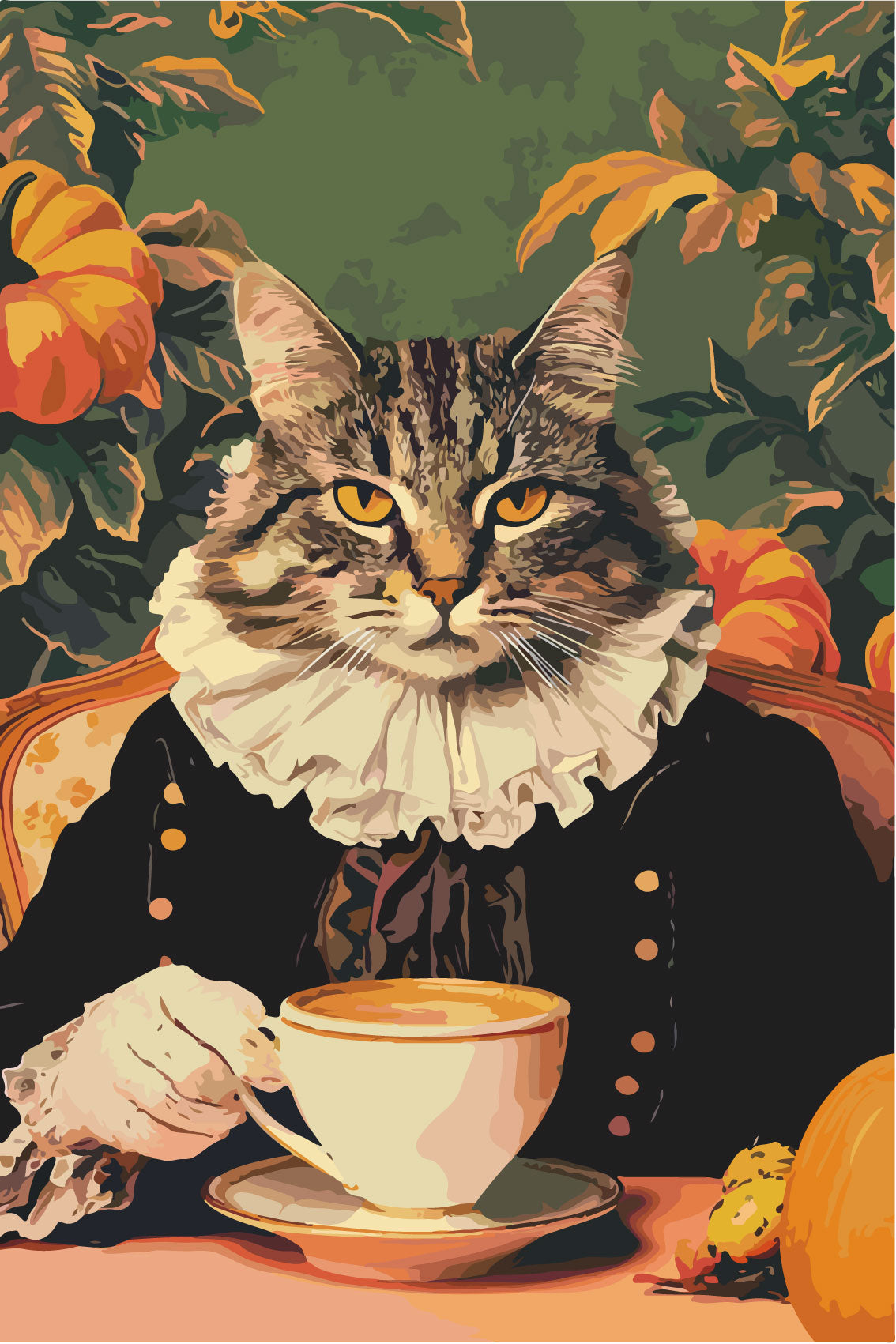 Deine Katze im Kürbis-Café