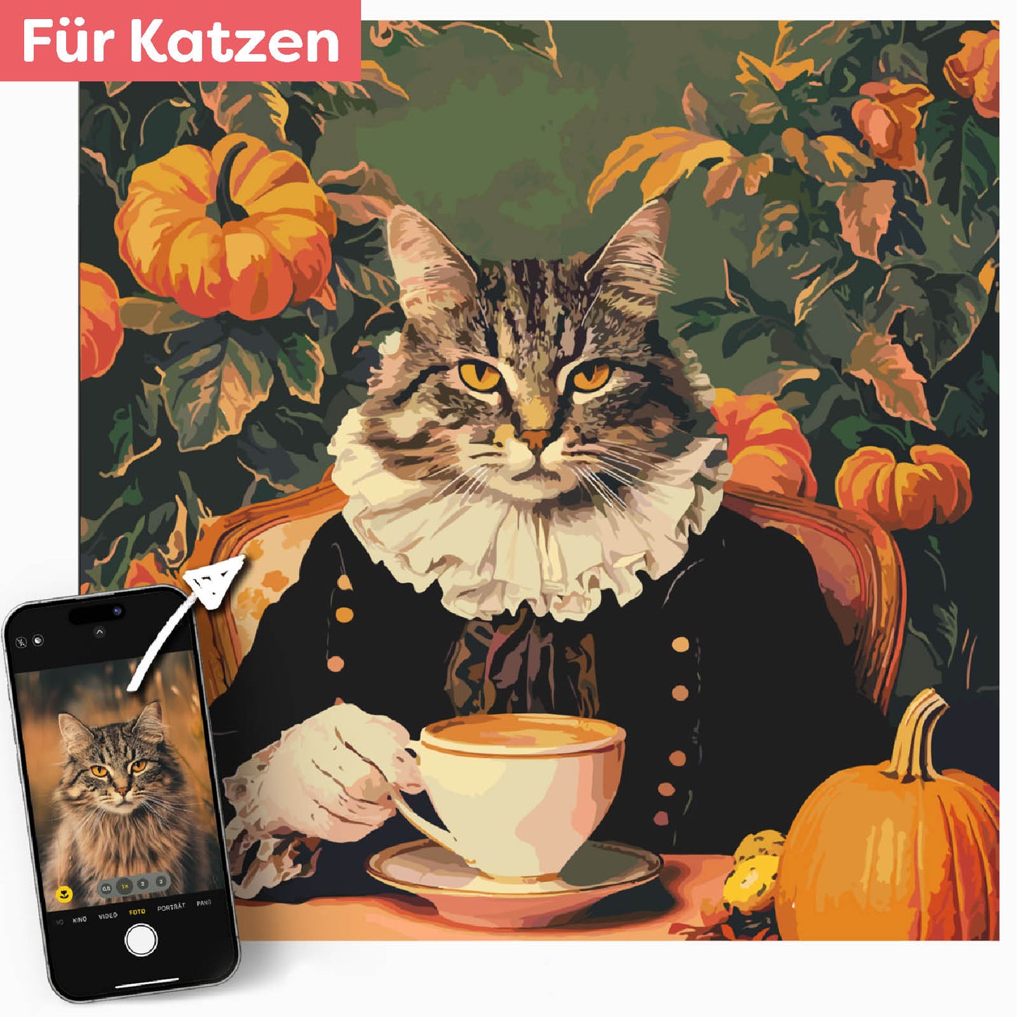 Deine Katze im Kürbis-Café