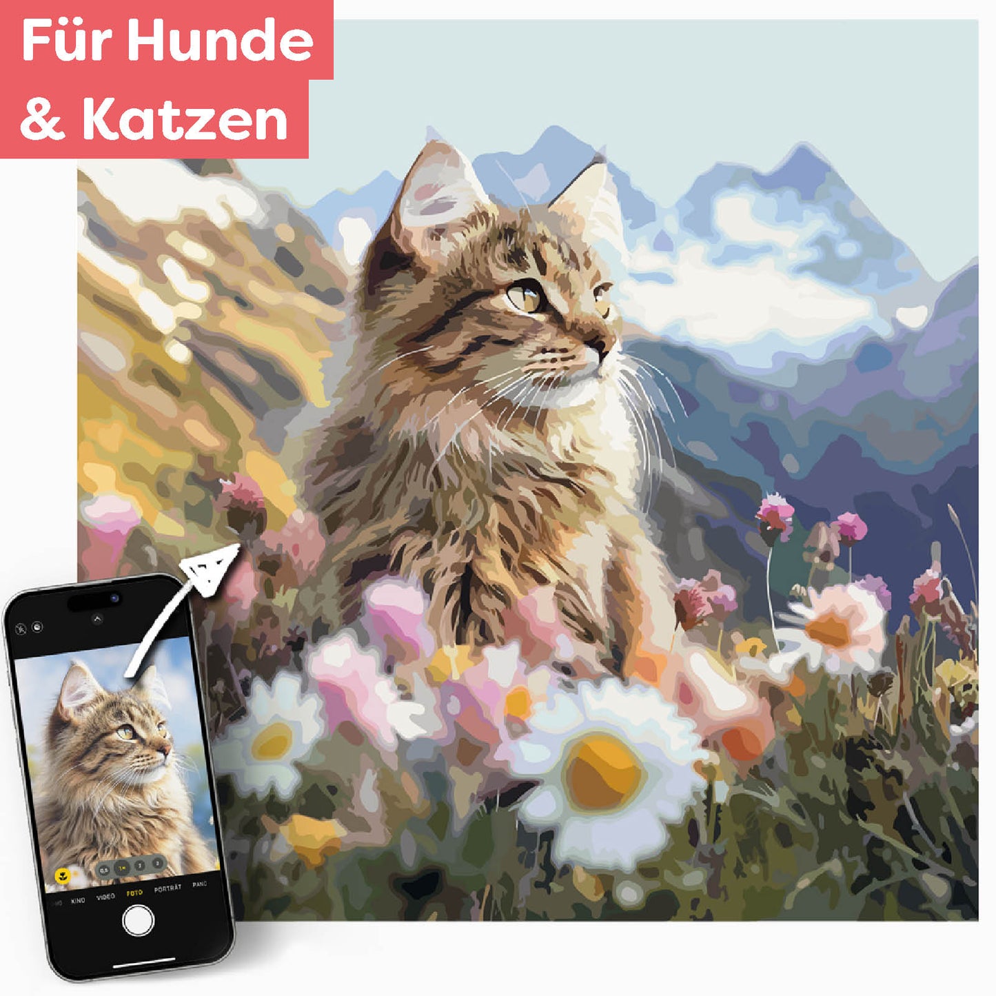 Dein Haustier mit Bergpanorama